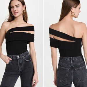 Agolde Black One-Shoulder Bodysuit